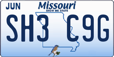 MO license plate SH3C9G