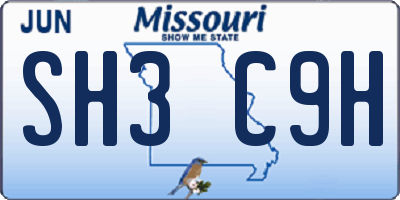 MO license plate SH3C9H
