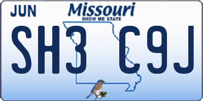 MO license plate SH3C9J