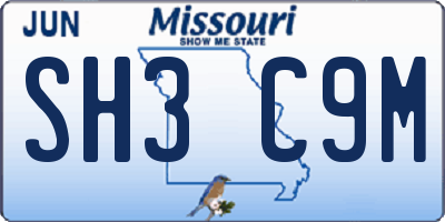 MO license plate SH3C9M