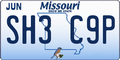 MO license plate SH3C9P