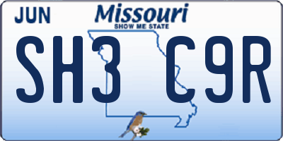 MO license plate SH3C9R