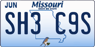 MO license plate SH3C9S