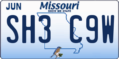 MO license plate SH3C9W