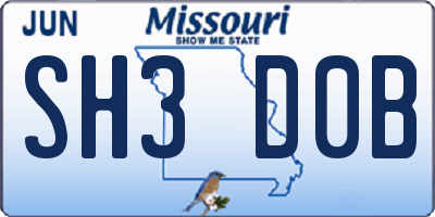 MO license plate SH3D0B
