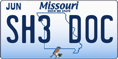 MO license plate SH3D0C