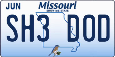 MO license plate SH3D0D