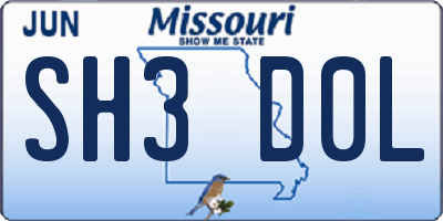 MO license plate SH3D0L
