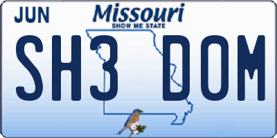 MO license plate SH3D0M