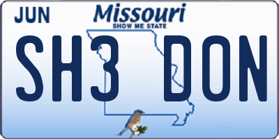MO license plate SH3D0N