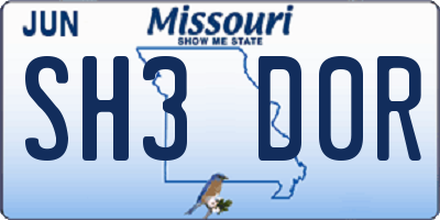 MO license plate SH3D0R