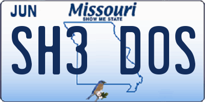 MO license plate SH3D0S