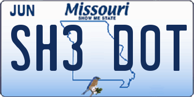 MO license plate SH3D0T