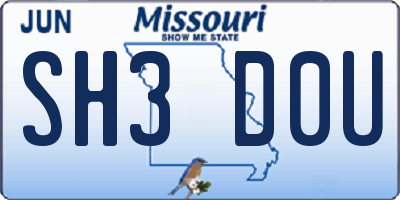 MO license plate SH3D0U