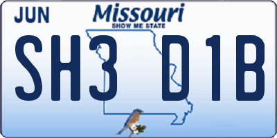 MO license plate SH3D1B