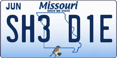 MO license plate SH3D1E