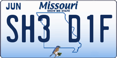 MO license plate SH3D1F