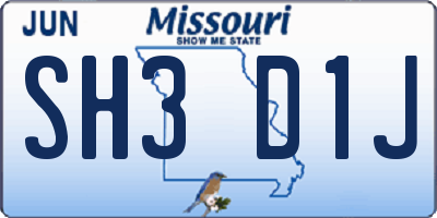 MO license plate SH3D1J