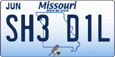 MO license plate SH3D1L