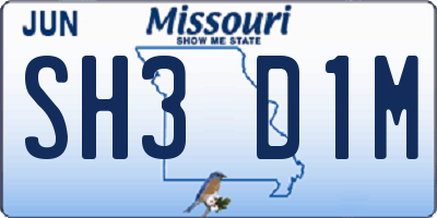 MO license plate SH3D1M