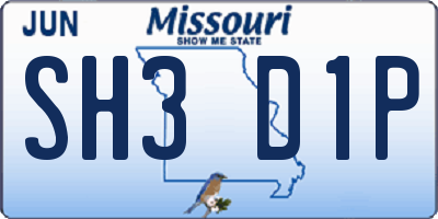 MO license plate SH3D1P