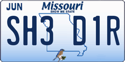 MO license plate SH3D1R
