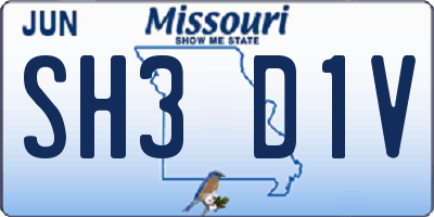 MO license plate SH3D1V