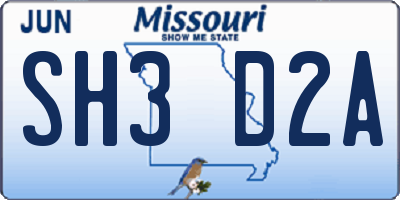 MO license plate SH3D2A