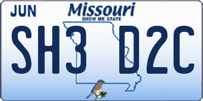 MO license plate SH3D2C