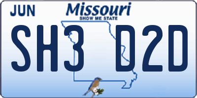 MO license plate SH3D2D