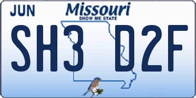 MO license plate SH3D2F
