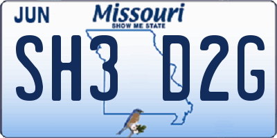 MO license plate SH3D2G