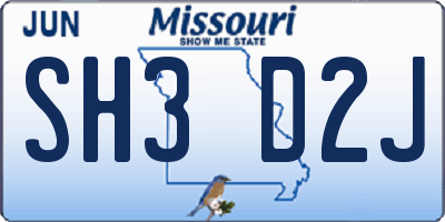 MO license plate SH3D2J