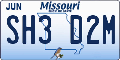 MO license plate SH3D2M