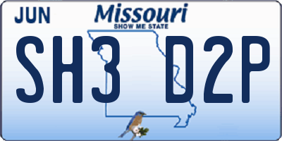 MO license plate SH3D2P