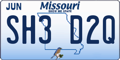 MO license plate SH3D2Q
