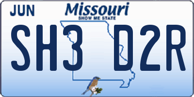 MO license plate SH3D2R