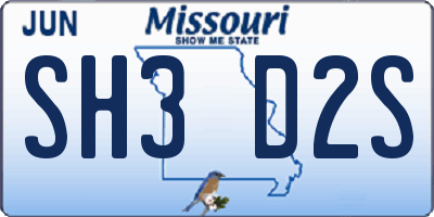 MO license plate SH3D2S
