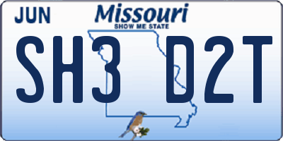 MO license plate SH3D2T