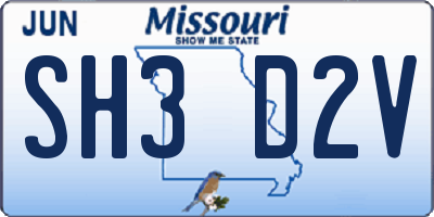 MO license plate SH3D2V