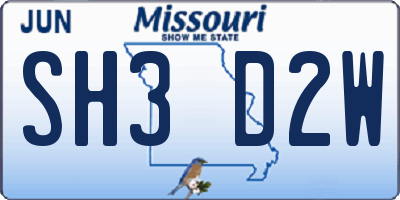 MO license plate SH3D2W