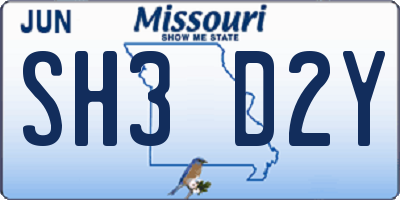 MO license plate SH3D2Y