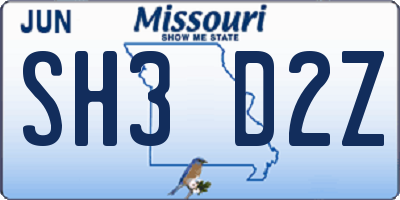 MO license plate SH3D2Z