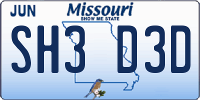 MO license plate SH3D3D