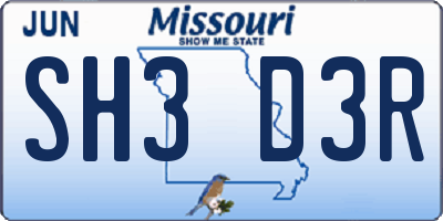 MO license plate SH3D3R