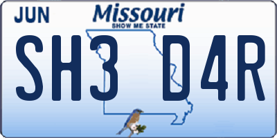 MO license plate SH3D4R