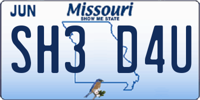 MO license plate SH3D4U