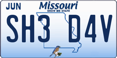 MO license plate SH3D4V