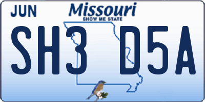 MO license plate SH3D5A