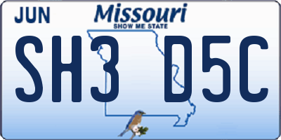MO license plate SH3D5C